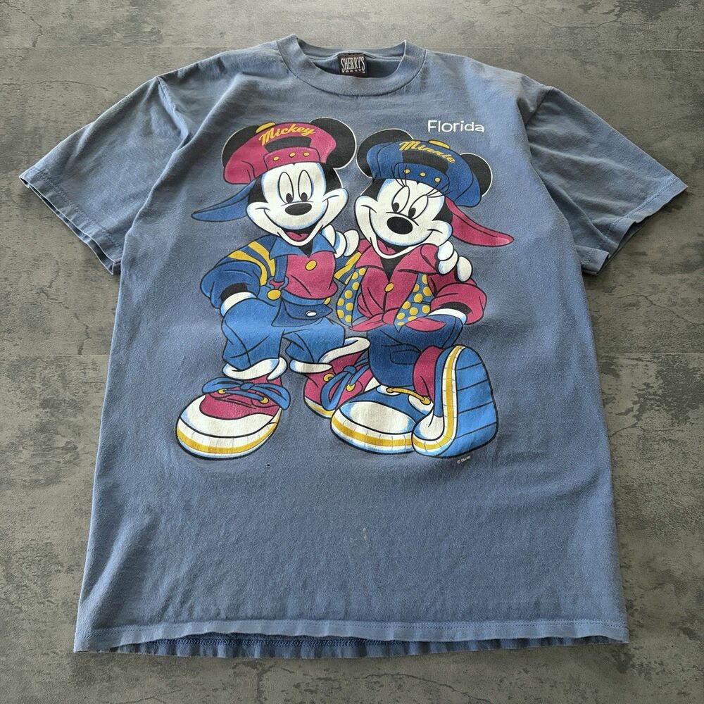 VTG 90s Disney Mickey Minnie Hip Hop Jerry Leigh Florida Sherry Tee L